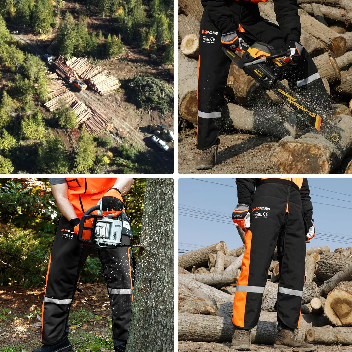 Kettensägen-Chaps,Universal Schwere Schutzschürze mit verstellbarem Gürtel, Schutz hose, 3M-Reflexstreifen, Sicherheits hose, Forstschutzausrüstung UL-zertifiziert