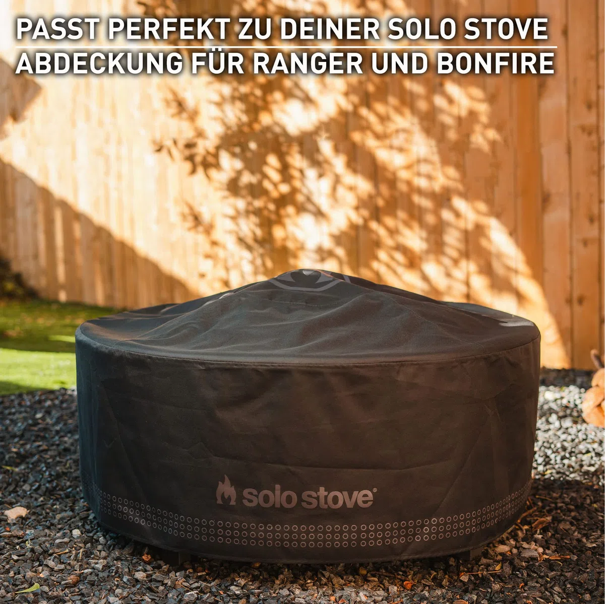Solo Stove Surround-Schutzabdeckung, Klein | Abdeckung für Feuerstellentisch mit Hitzeschutz, Witterungsbeständig, PVC-Rückseite/Aluminium-Stützstreben, Maße (HxB): 53 x 111 cm, Schwarz