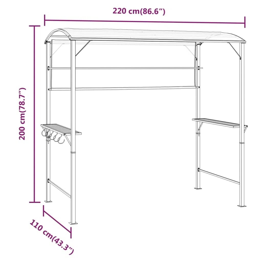 vidaXL Pavillon mit Dach 220x110x200 cm Anthrazit