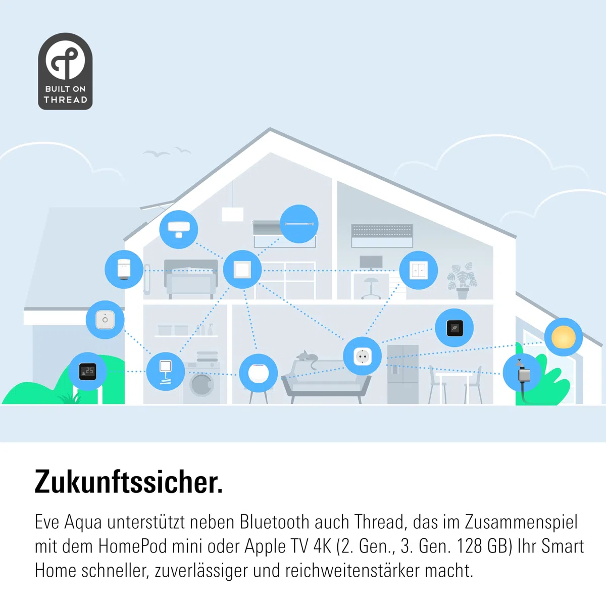 Eve Aqua (Apple Home): Smarte Bewässerungssteuerung per App oder Siri - auch von unterwegs, Garten/Balkon automatisch gießen, geeignet für Mehrfachverteiler, einfache Bedienung, Thread, Keine Bridge