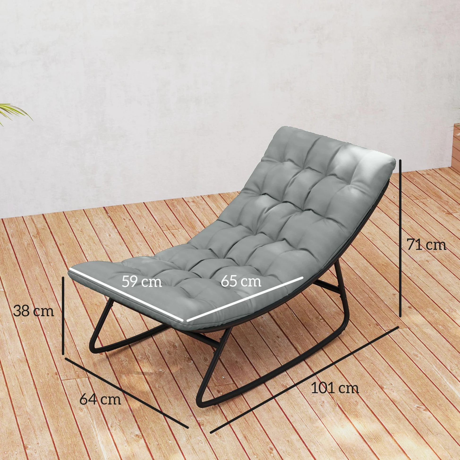 Outsunny 2er-Set Outdoor-Schaukelstühle, Schaukelstühle mit dicken Kissen, Sitz aus atmungsaktivem Textilene-Gewebe und Stahlrahmen, Schaukelstuhl für den Außenbereich, Garten, Terrasse, Patio,