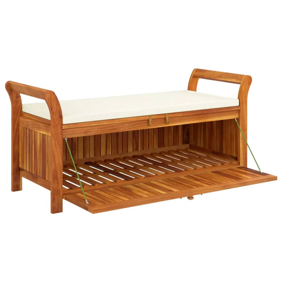 Tidyard Garten Truhenbank mit Kissen Gartenbank Gartentruhe Holzbank Sitztruhe Gartenbox Auflagenbox Kissenbox Spieltruhe Sitzbank für Terrasse Garten Balkon 126 cm Massivholz Akazie
