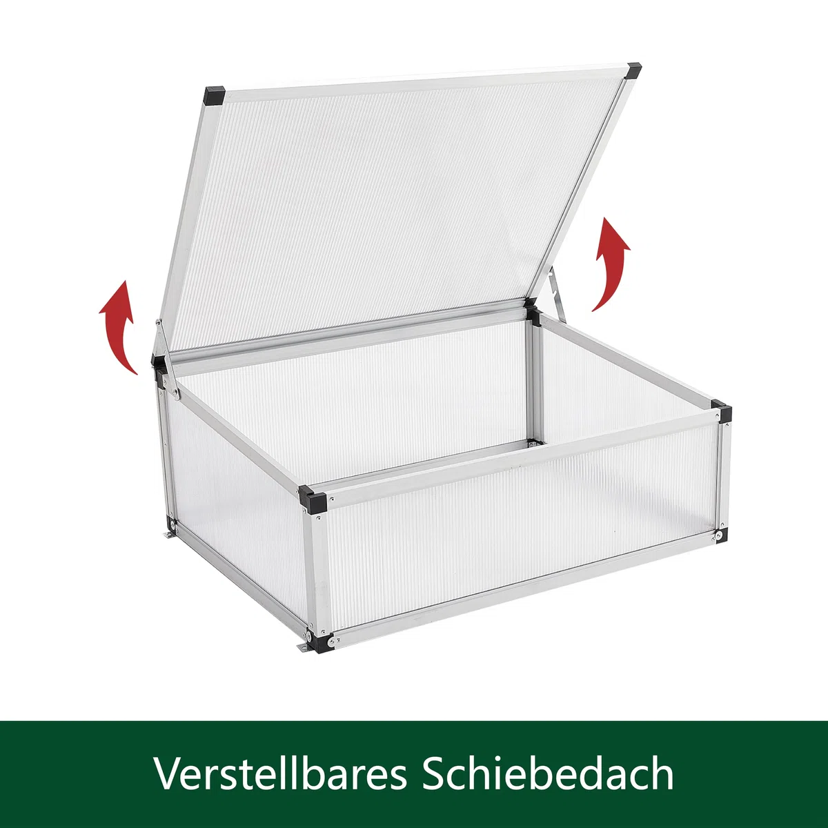 Alu Frühbeet lichtdurchlässig Frühbeetkasten Mini Gewächshaus Treibhaus UV Schutz Pflanzbeet 77x58x30cm Einzeldach Silbern