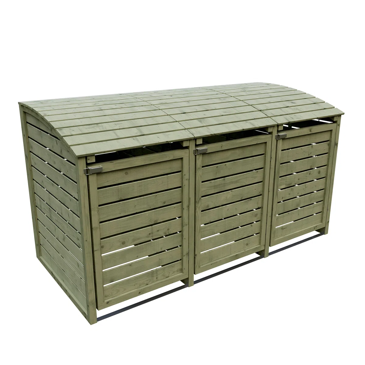 TETZNER & JENTZSCH HENRI-Mülltonnenbox 3er mit Rückwand & Klappdach I Mülltonnenverkleidung aus Kiefernholz für 3 Mülltonnen oder gelbe Säcke I Outdoor Mülltonnenbox aus Holz mit Montageanleitung