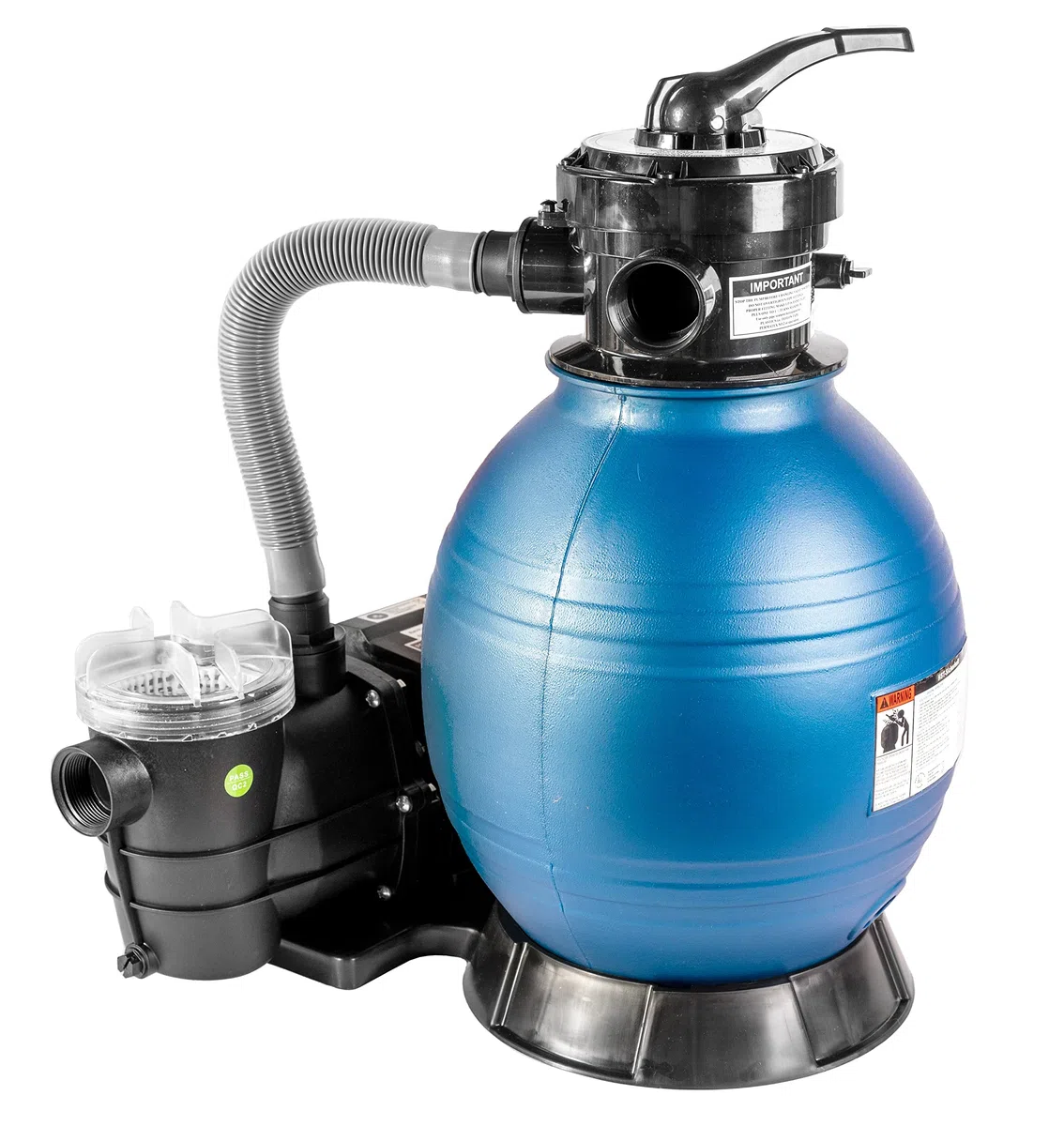 HST Sandfilter Poolfilter bis 30.000 Liter + Leis Profi Poolpumpe 8000 Liter/Std 250 W mit Vorfilter Sandkessel 5-Wegeventil Bodenplatte viel Zubehör Komplettset geeignet für Sand Filterbälle Glas