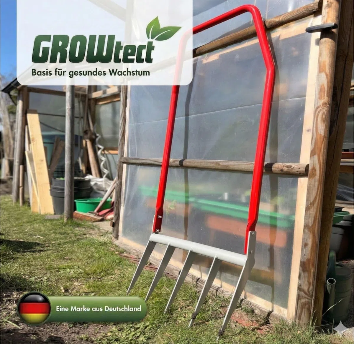 Broadfork | Doppelgrabegabel | Grelinette – Robuste Gartengabel mit 5 Zinken für effektive Tiefenlockerung und Bodenbelüftung | Rückenschonende Beetbearbeitung Dank optimaler Hebelwirkung
