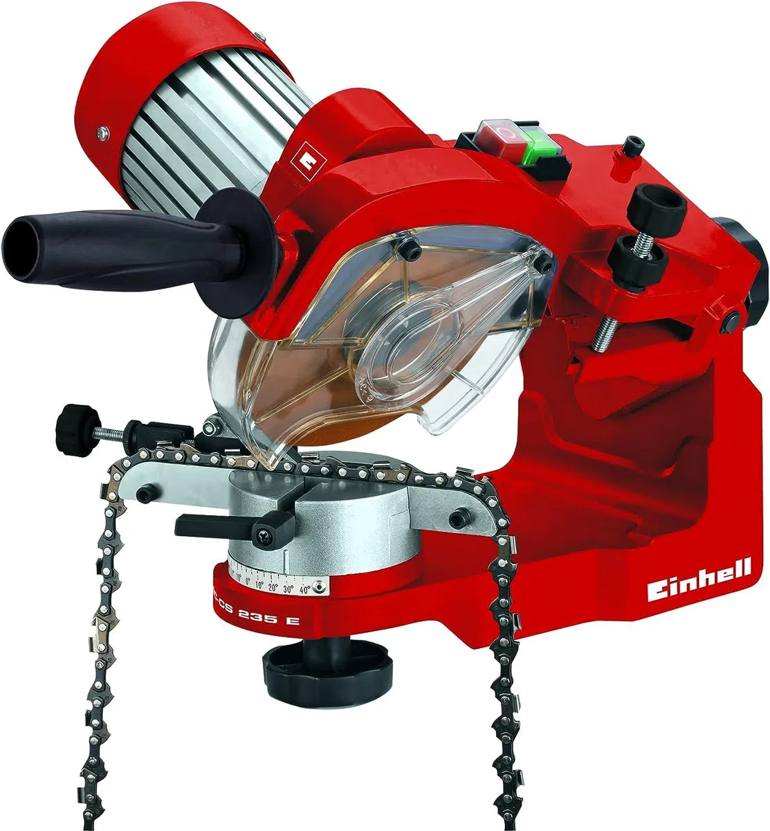 Einhell GC-CS 235 E Sägekettenschärfgerät (235 W, 3.000 1/min, Kettenspannvorr., Schleifscheibe, Beleuchtung, schwenkb. Schleifkopf, Tiefenbegrenzung)