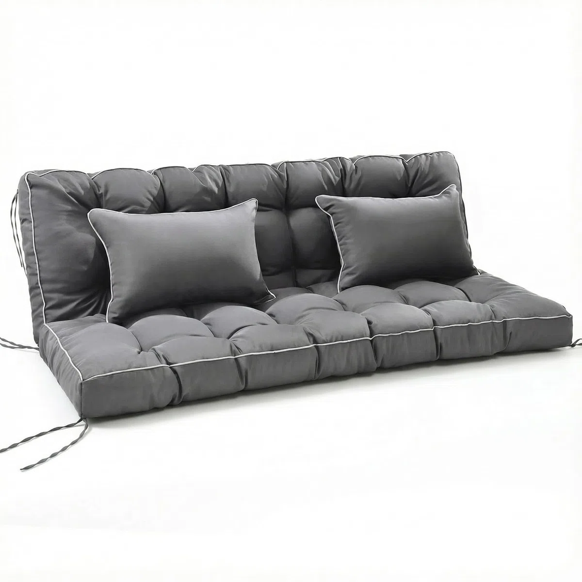 Bankauflage für Innen und Außen, 2-in-1 faltbares Design mit Kissen 111 x 160 x 14 cm, wasserabweisender sitzkissen, rutschfeste Gartenbankauflage mit Bändern für Hollywoodschaukel, Fensterbank (grau)