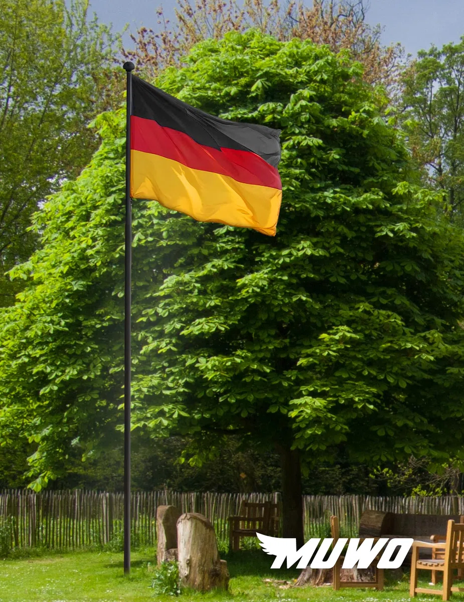MUWO Glory Teleskop Fahnenmast mit Hissvorrichtung, höhenverstellbar 2,1-6,1 m, Aluminium, wetterfest, Bodenhülse