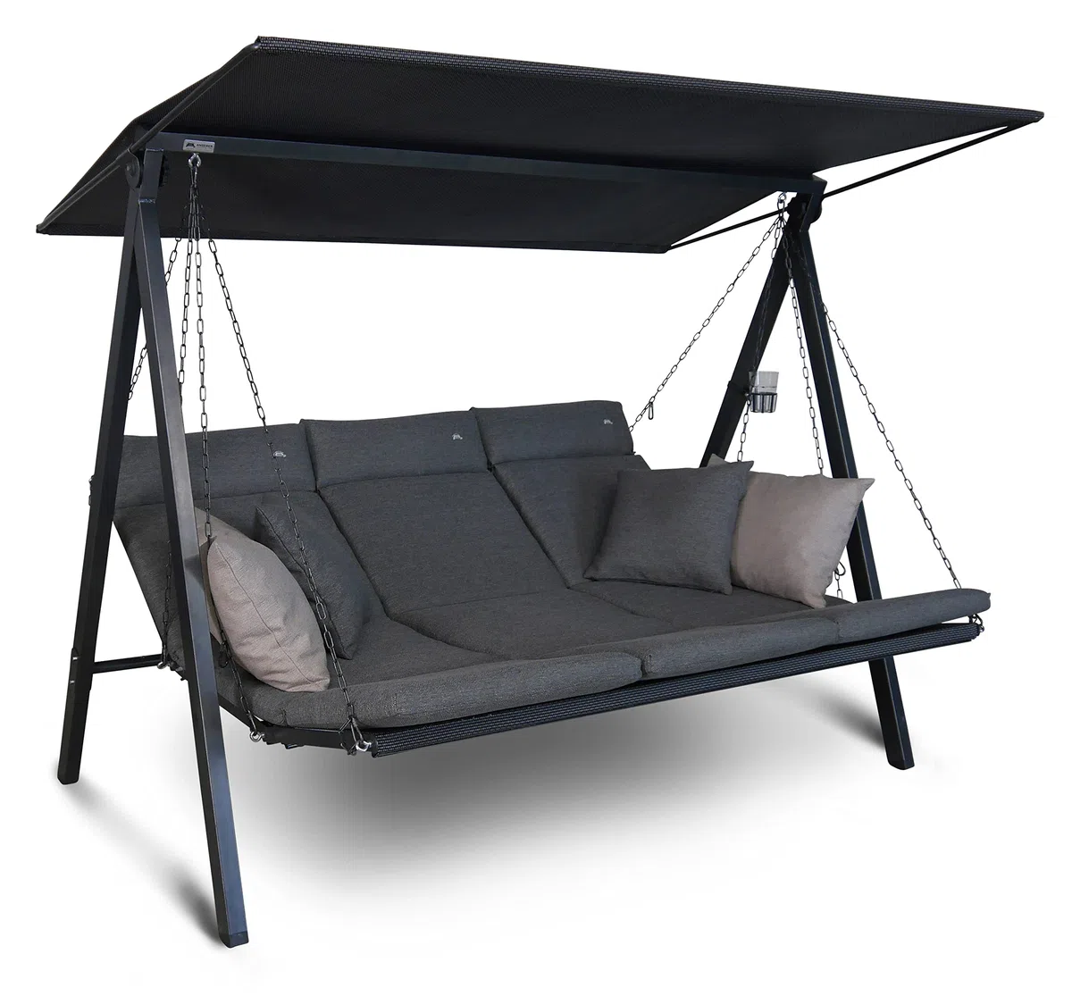 ANGERER Hollywoodschaukel Lounge Smart grau | Gartenschaukel Made in Germany, Schaukel zum Sitzen, Liegen und Entspannen, inklusive Bett-Funktion, einfache Montage