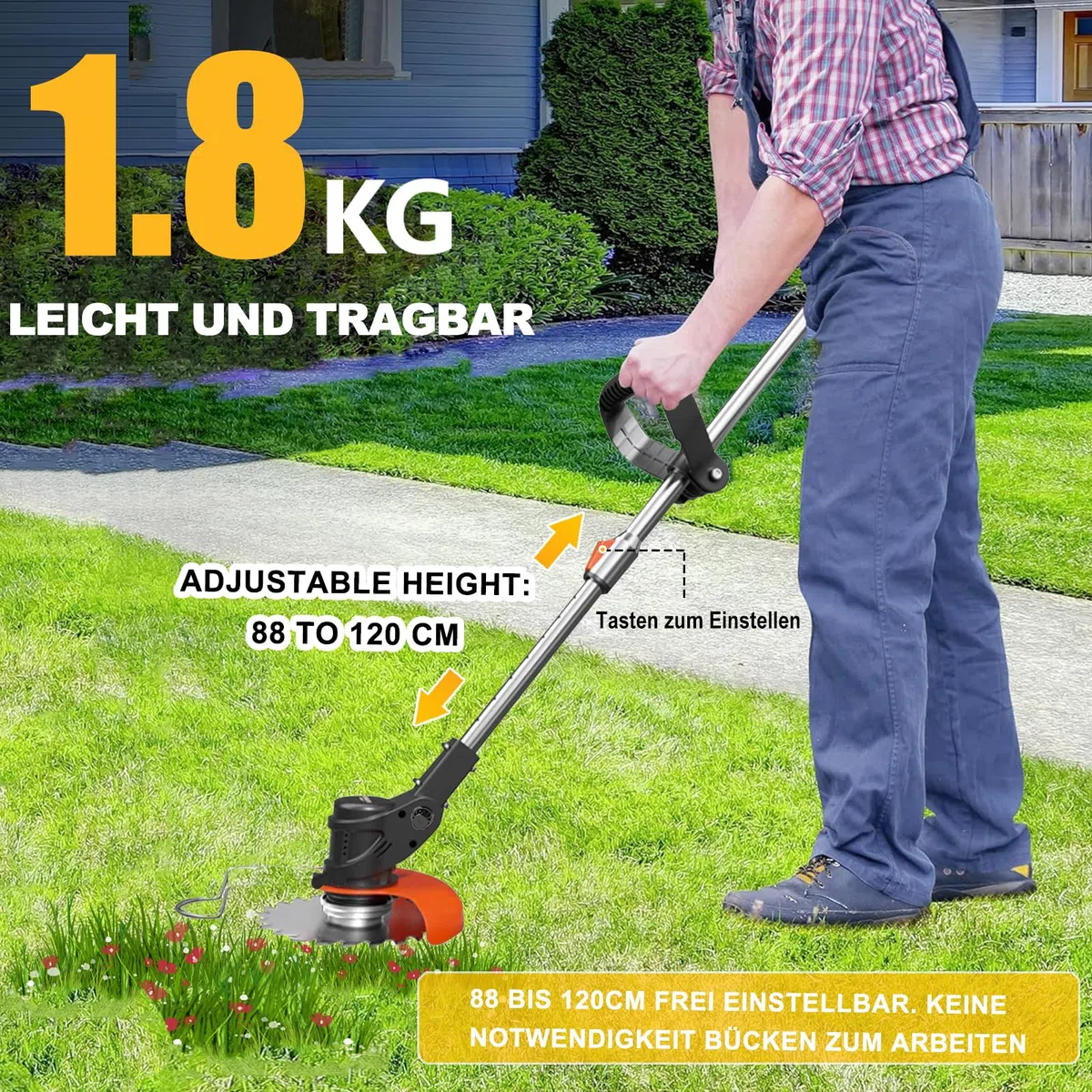 Rasentrimmer Mit Akku Für Kompatibel Makita Akku Rasentrimmer | Akku Rasentrimmer Mit 5 Arten Klingen Und 2x 4.0Ah Akku, Akku Freischneider Höhere Effizienz, längere Laufzeit,Leicht 1.8kg