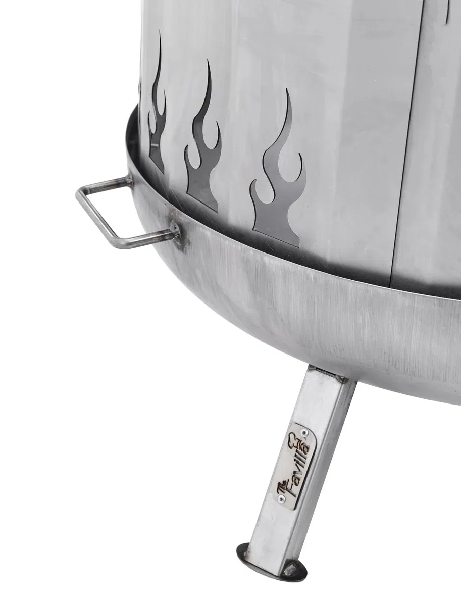 Funkenschutz für Feuerschale 80 cm - Stahl mit Flammenmotiv, 30 cm hoch, hitzebeständig - Unbehandelter Stahl - Garten, Terrasse, Gastronomie - Favilla