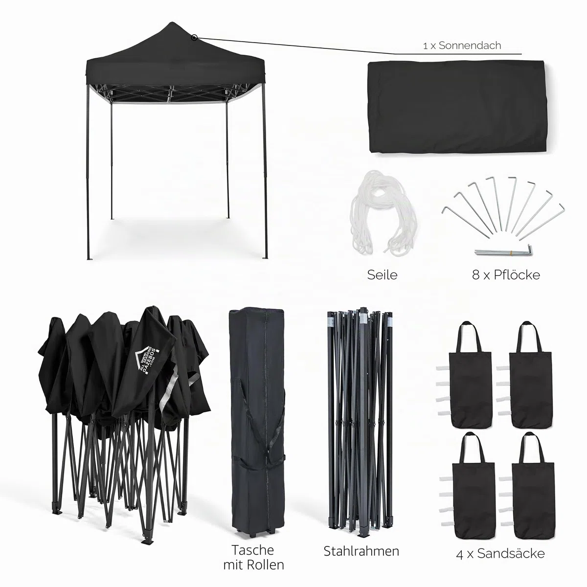 All Seasons Gazebos 3x2m vollständig wasserdichtes Faltpavillon - Schwarz