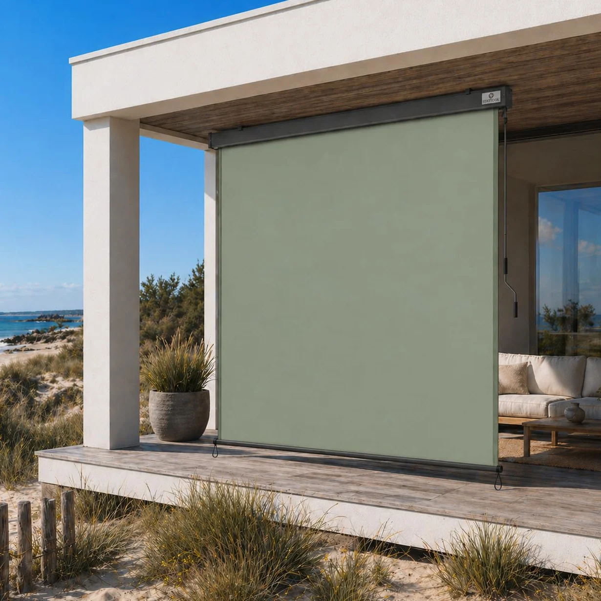 Ausziehbare Senkrechtmarkise Vertikalmarkise 160 x 250 cm - Markise mit Kurbel für Terrasse und Balkon Schutz vor Sonne Wind - Beschattung Sichtschutz Windschutz Wasserdicht - Matcha Grün