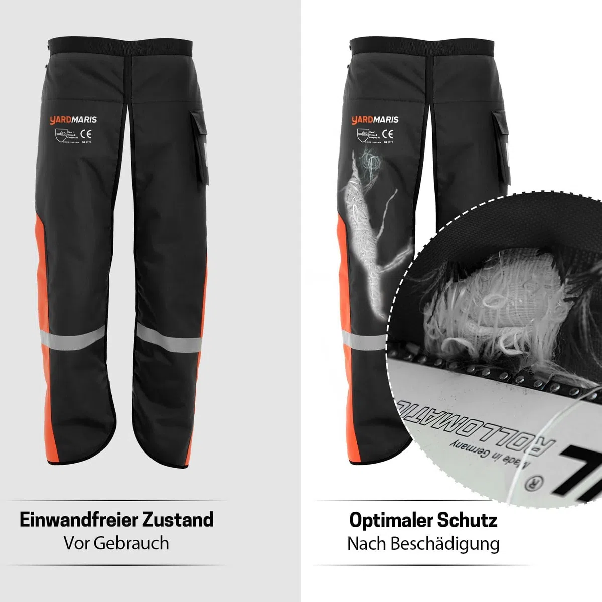 Kettensägen-Chaps,Universal Schwere Schutzschürze mit verstellbarem Gürtel, Schutz hose, 3M-Reflexstreifen, Sicherheits hose, Forstschutzausrüstung UL-zertifiziert