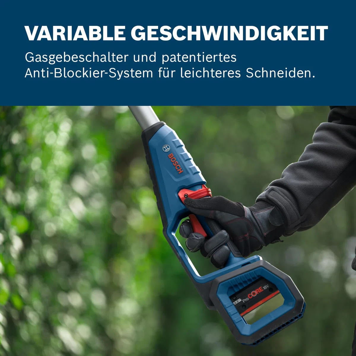 Bosch Professional 18V System Teleskop-Heckenschere GHE 18V-50 TP (2,5-m-Teleskopstange, 3.400 Hübe pro Minute, 23,5 mm Zahnabstand, inkl. Schultergurt, ohne Akku)
