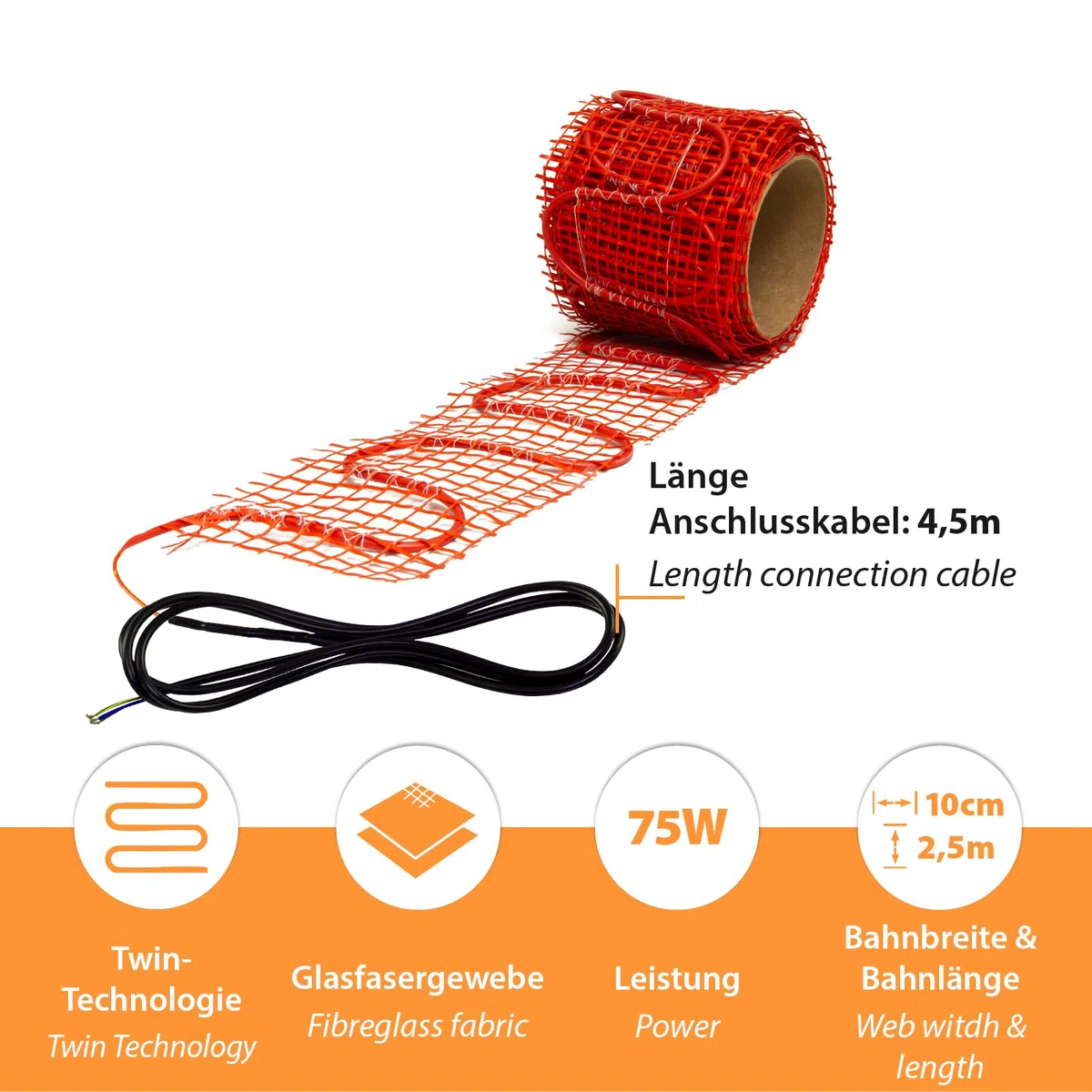 Mi-Heat Schimmelstop Heizmatte Schimmelentferner 10x250cm 75 Watt zum Einspachteln und Verputzen