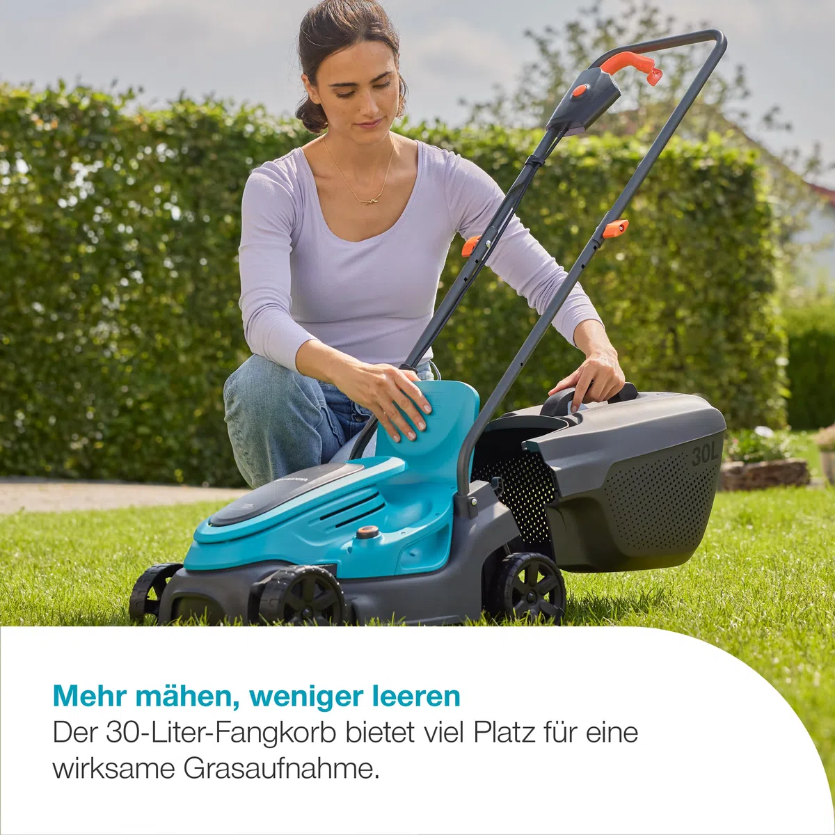 Gardena Akku-Rasenmäher EasyMax 32/18V P4A Ready-to-Use Set: Schneidmesser, Leichtgewicht, Höhenverstellung, Grasauffang, Kabellos (14634-20)