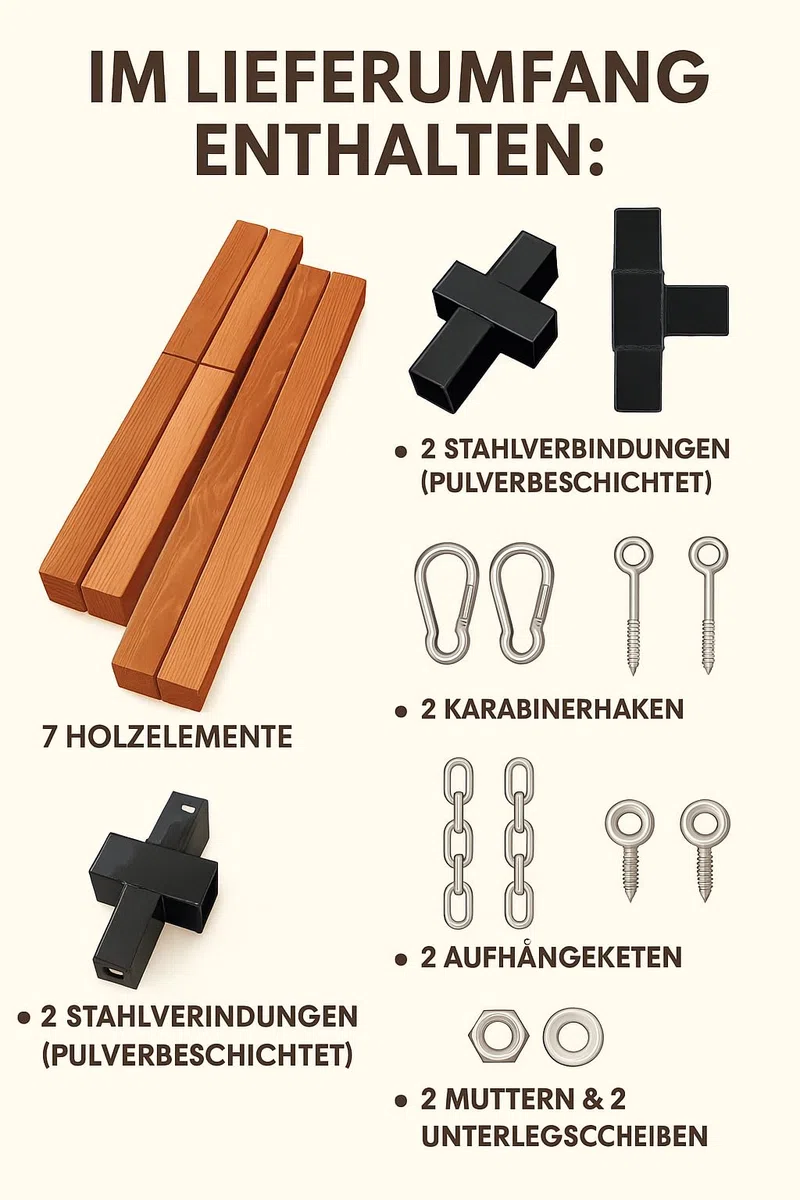 Gestell, Hängemattengestell, aus Hartholz, stabil, 200 kg Kapazität, universell