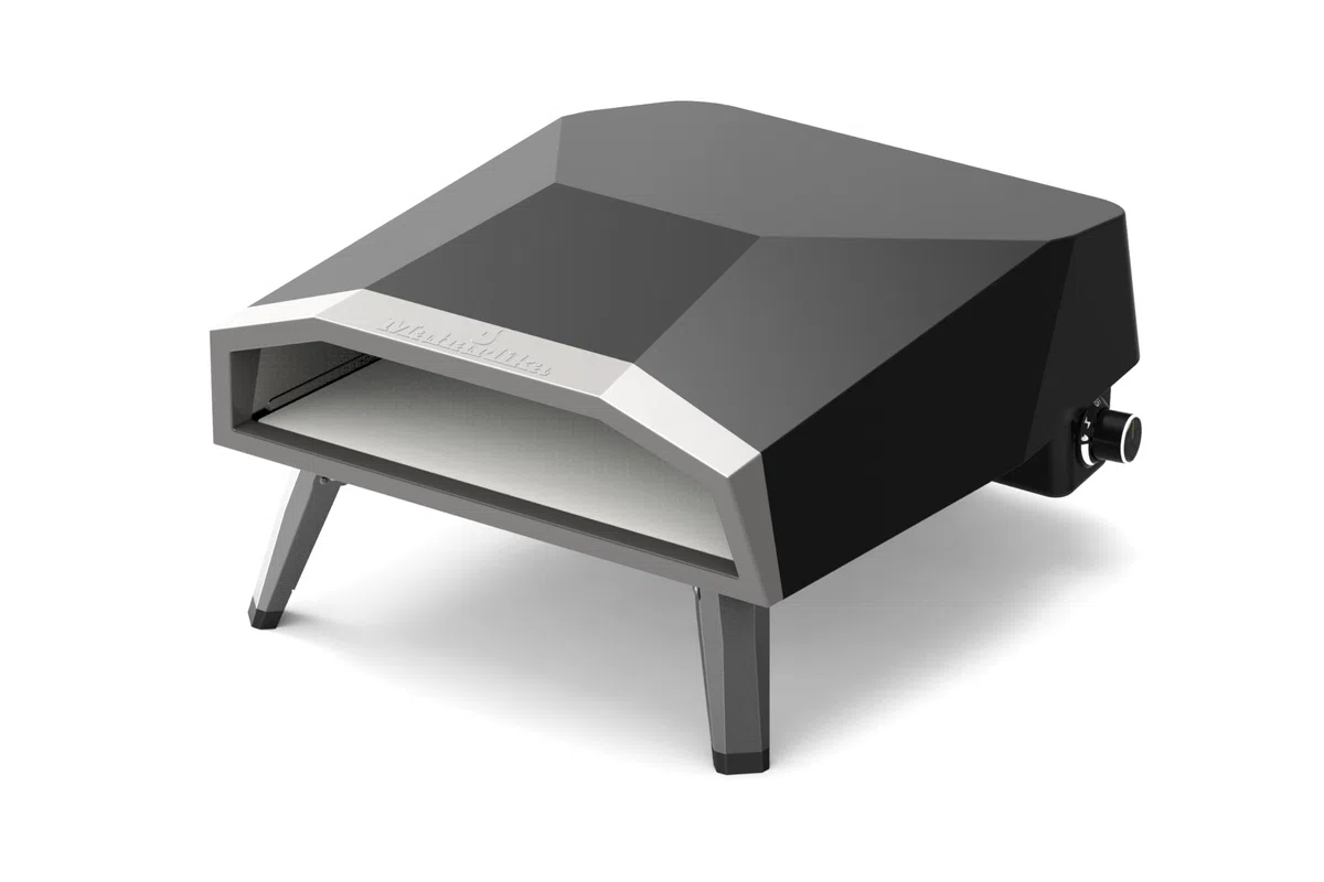 ERATEC Gas Pizzaofen GPM-16, Silber Edelstahl, 80x60x50cm, Outdoor Gasbrenner mit Pizzastein und Druckregler, Freistehend für Garten und Terrasse