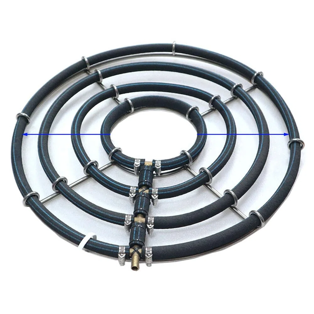 Teich-Luftverteiler, Edelstahl, beschwerter Hydrokultur-Belüfter, KoiPond Tri-Ring, verbessert die Gesundheit von Fischen und Pflanzen (4 Schlaufen/Ø 45 cm)