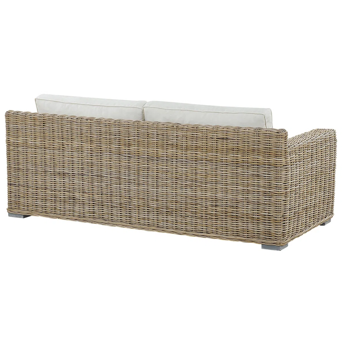 Beliani Klassisches Gartensofa Hellbraun mit Auflagen in Cremeweiß Rattan 2-Sitzer Ardea