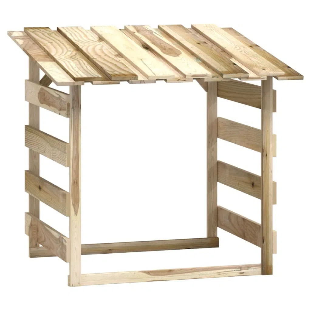 vidaXL 3X Kiefernholz Imprägniert Pergola mit Dach Unterstand Überdachung Kaminholzregal Brennholzregal Feuerholzregal Garten 100x90x100cm