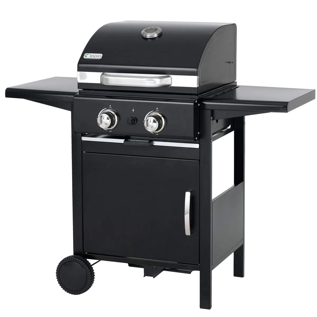 tepro Gasgrill Mayfield 2 mit 2 hochwertigen, leistungsstarken Edelstahlbrennern, verchromten Grillrosten (Rost-in-Rost-System), großer Warmhaltefläche, integriertem Thermometer im Deckel und praktischen Seitenablagen, Maße ca. 112 x 58 x 100 cm