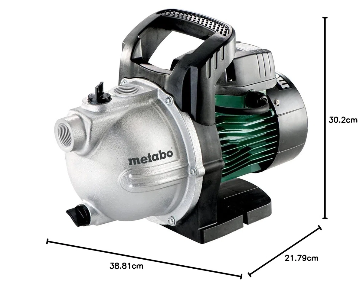 metabo Gartenpumpe P 2000 G – 600962000 – Bewässerungspumpe mit 2000 l/h Fördermenge – Ideal für 1-2 Regner – 450 W, 3 bar, 30 m Förderhöhe