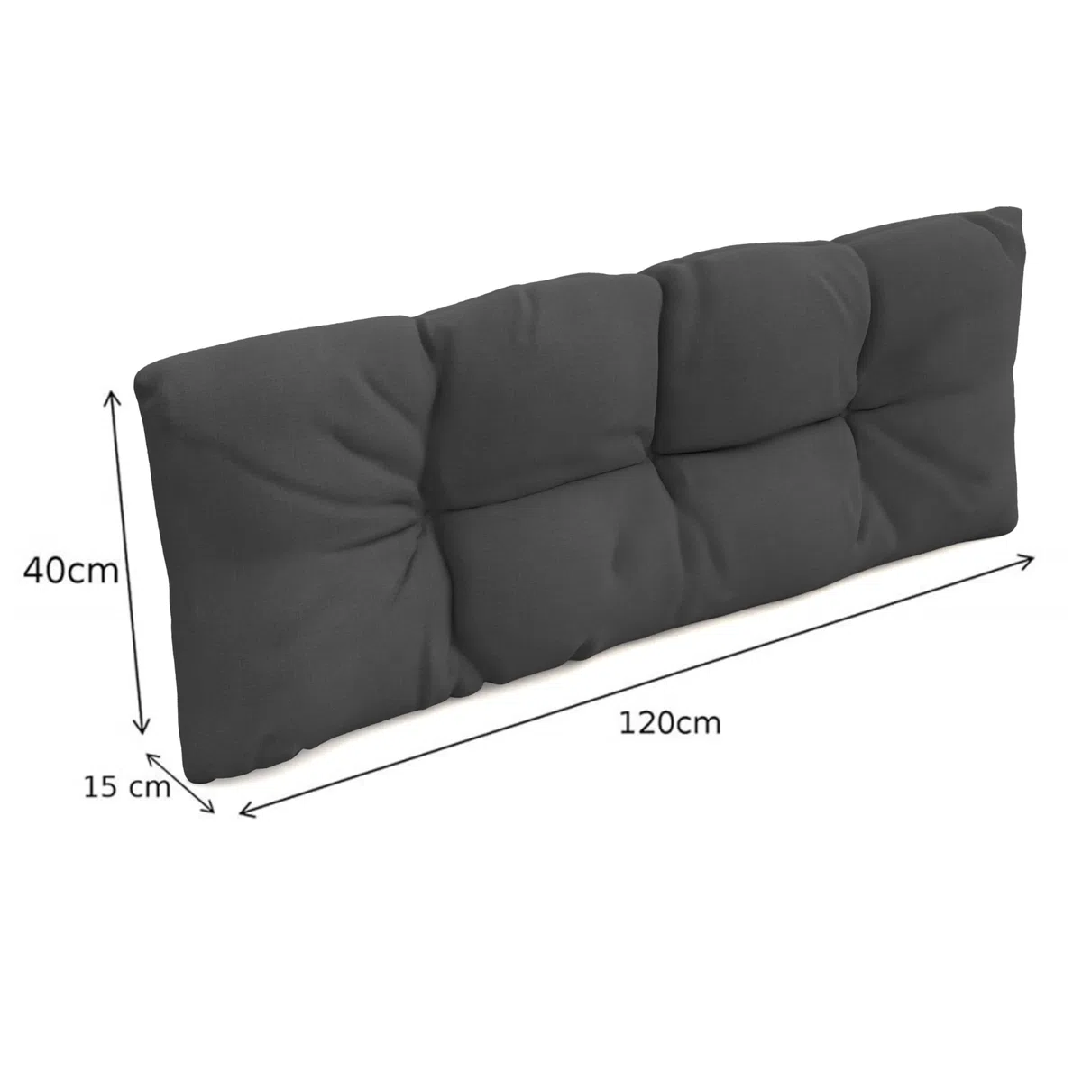 POKAR Palettenkissen Wasserabweisend Palettenauflagen Palettenmöbel Palettensofa 2er Set: Sitzkissen 120x80 + Rückenlehne 120x40, Anthrazit