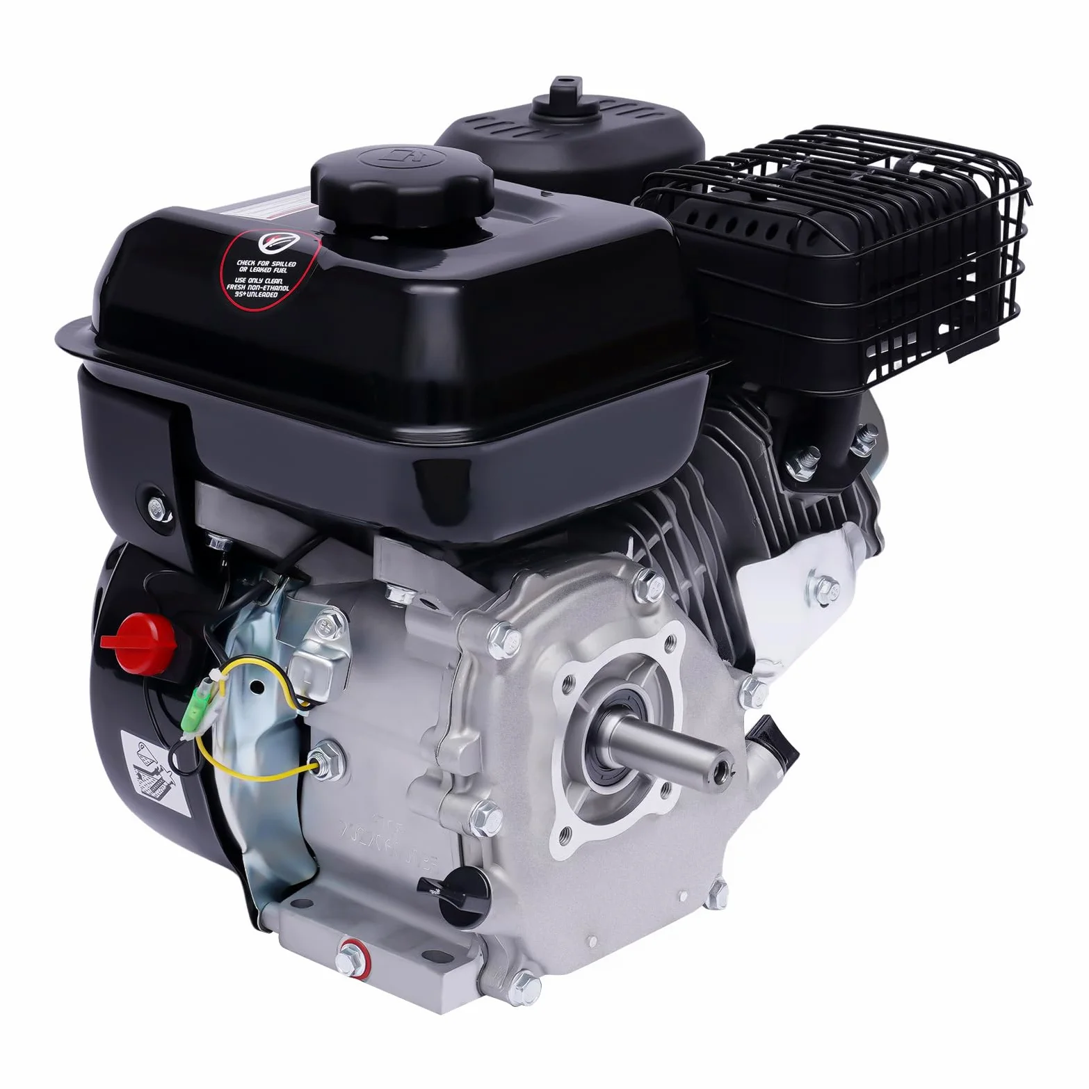 Benzinmotor 7.5PS 4-Takt Benzin Motor Einzylindermotor Standmotor Kartmotor Industriemotor Ersatzmotor Luftkühlung Motor 3600 U/min, Kurbelwelle 19mm, Schwarz