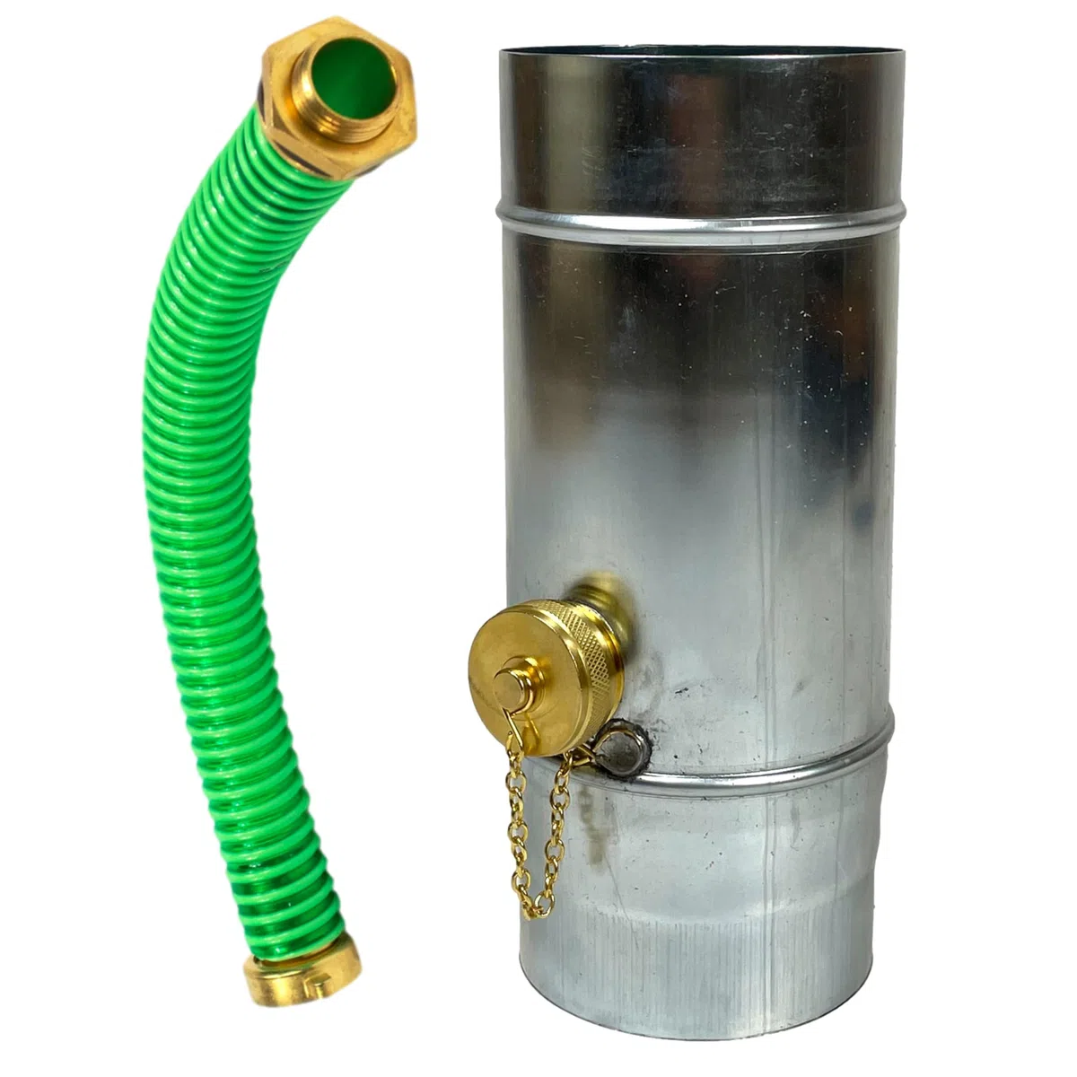 Titanzink Regenwassersammler 120 mm mit Schlauch- und Fassanschluss für Fallrohr 75% Wasser-Ertrag
