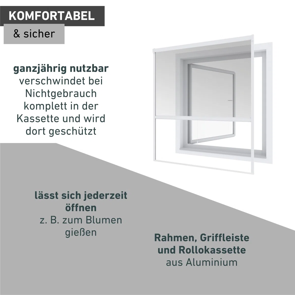 Windhager Insektenschutz Rollofenster zum Einhängen, Insektenschutz-Rollo, Fensterrollo als Mückenschutz, Fliegengitter, Selbstbausatz 100 x 160cm, weiß