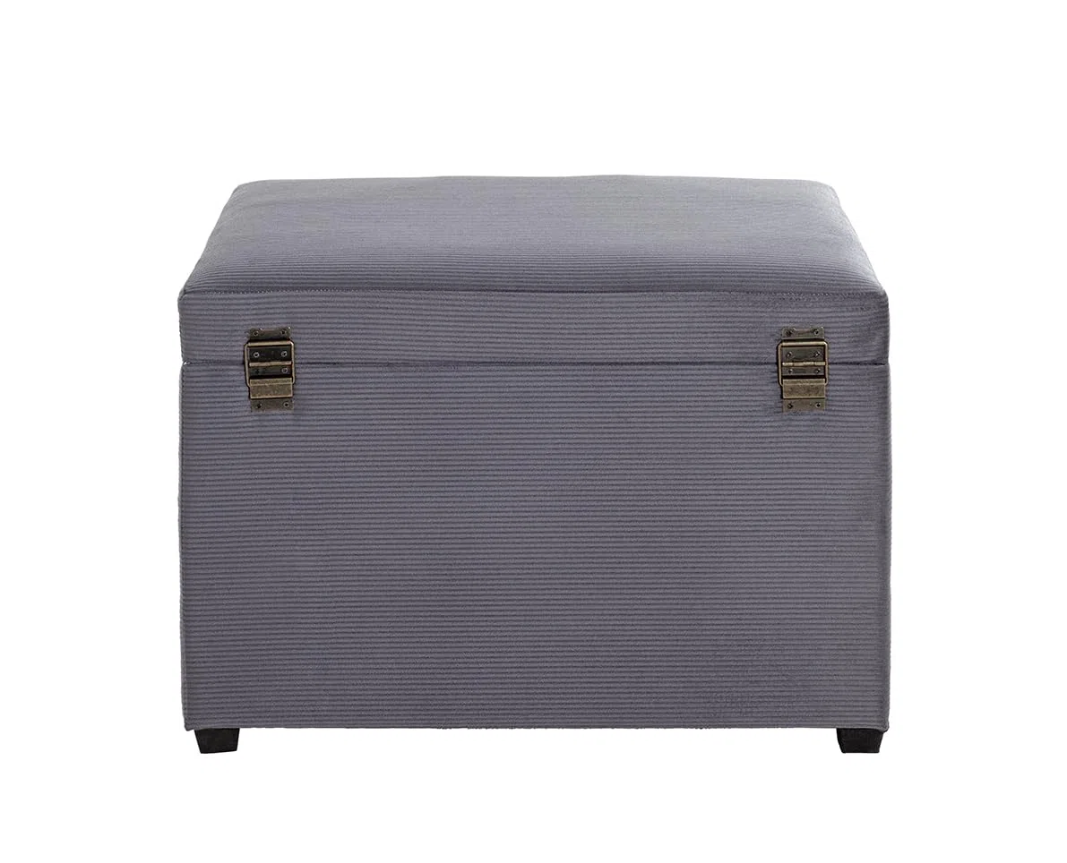 HAKU Sitztruhe grau, MDF, Textilgewebe Cord - Maße: B 58 cm x H 42 cm x T 39 cm, Style: Modern
