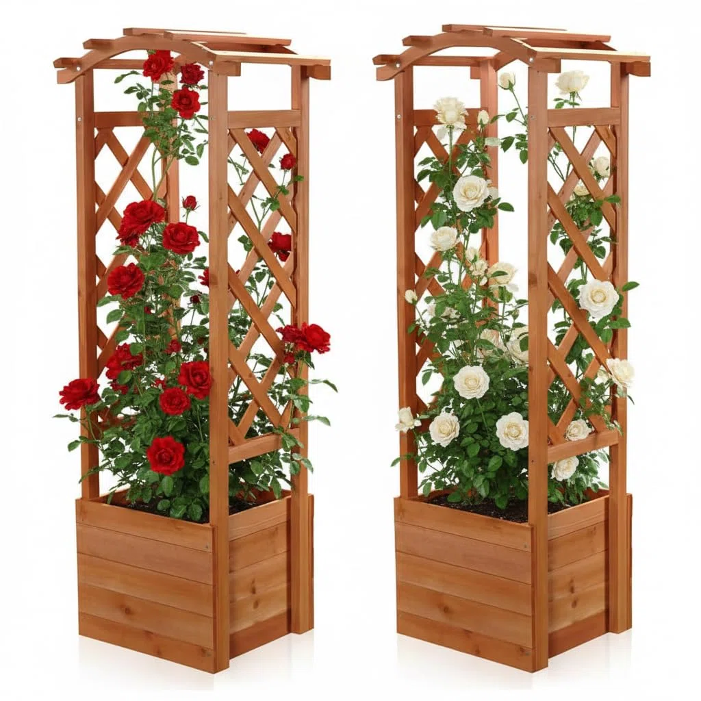 Melko Rankhilfe 2er Set Garten Pflanzkasten mit Rosenbogen Spalier Rosensäule Pergola