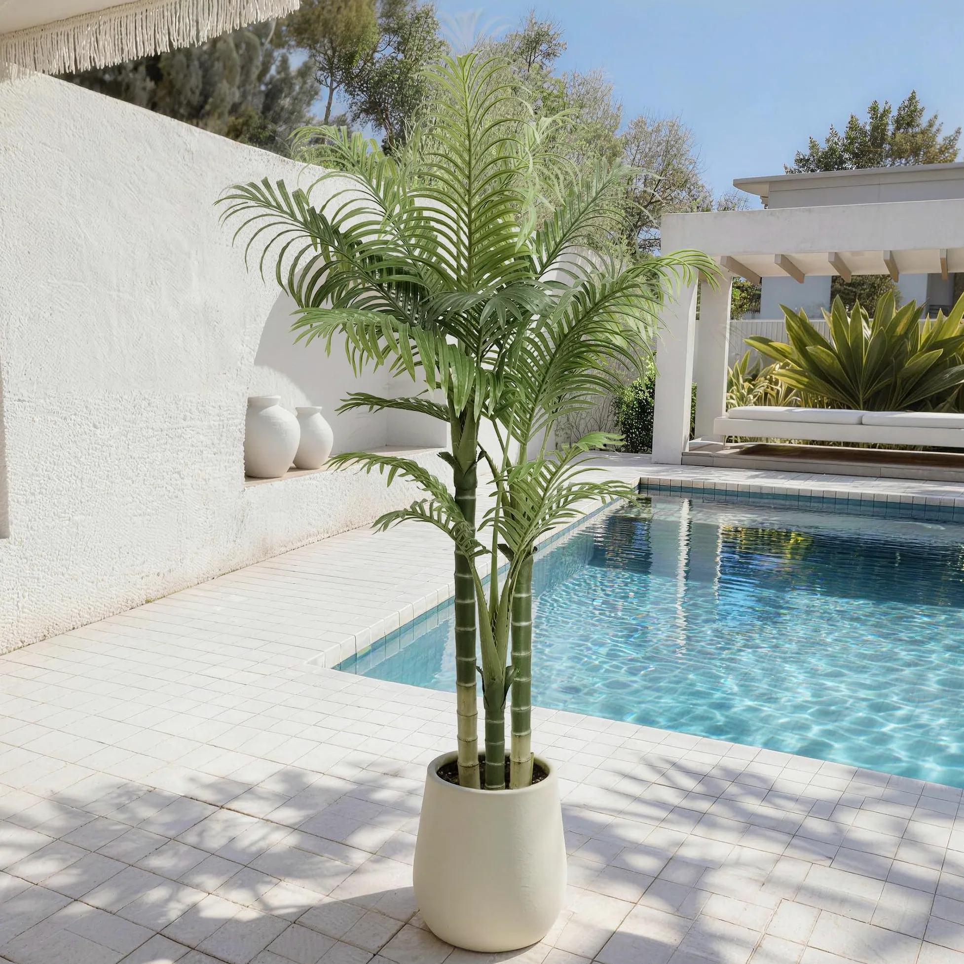 Künstliche Palme, Künstliche Pflanzen groß im Topf Plastik Palme Künstliche Palmen wie echt Fake Plants für Wohnzimmer Balkon Schlafzimmer Büro