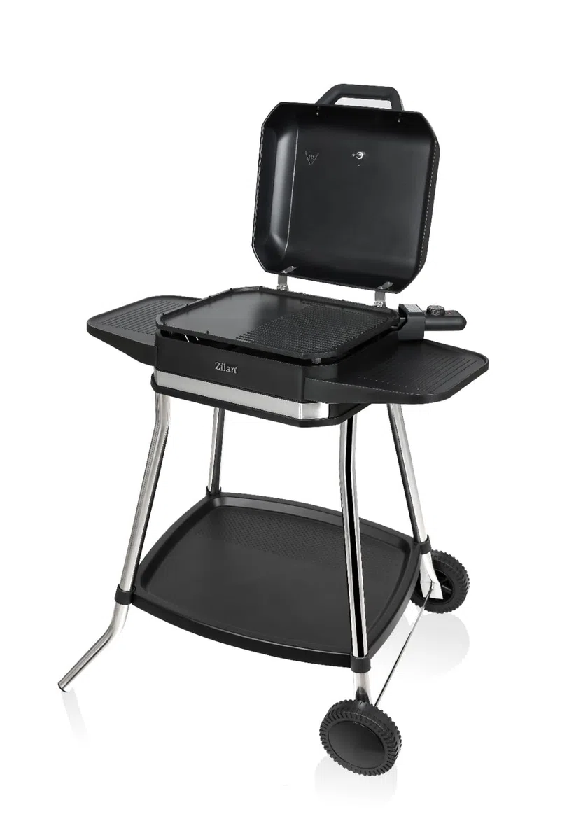 2in1 Elektrogrill Standgrill Tischgrill elektrisch 3.050 Watt - Elektro Grill für Balkon, Draußen mit Standfuß große Grillfäche Stufenloser Temperaturregler elektrischer BBQ Grill