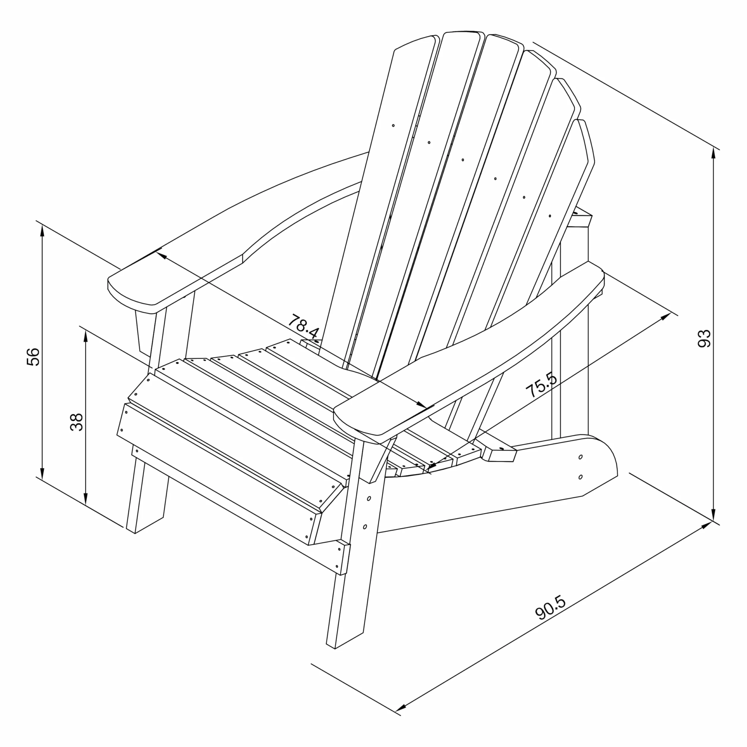 AXI Carmen Adirondackstuhl aus Holz in Pastellblau | Gartenstuhl/Loungestuhl/Adirondack Stuhl/Chair aus Holz für 1 Person mit Armlehnen & hoher Rückenlehne | 90,5 x 78,4 x 93 cm