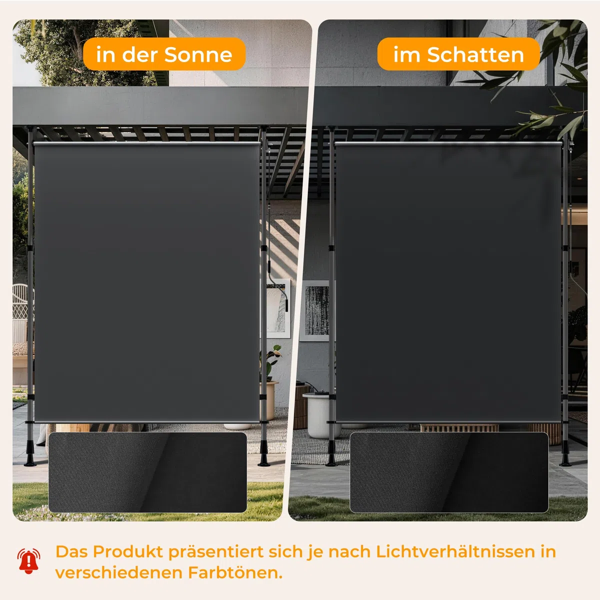 HOMEDEMO Senkrechtmarkise Außen, Vertikalmarkise ohne Bohren, Balkonrollo mit Einstellbare Handkurbel, Sichtschutz Sonnenschutz Windschutz, 120x(220-310) cm, Garten, Stoffbreite 105.5 cm, Anthrazit