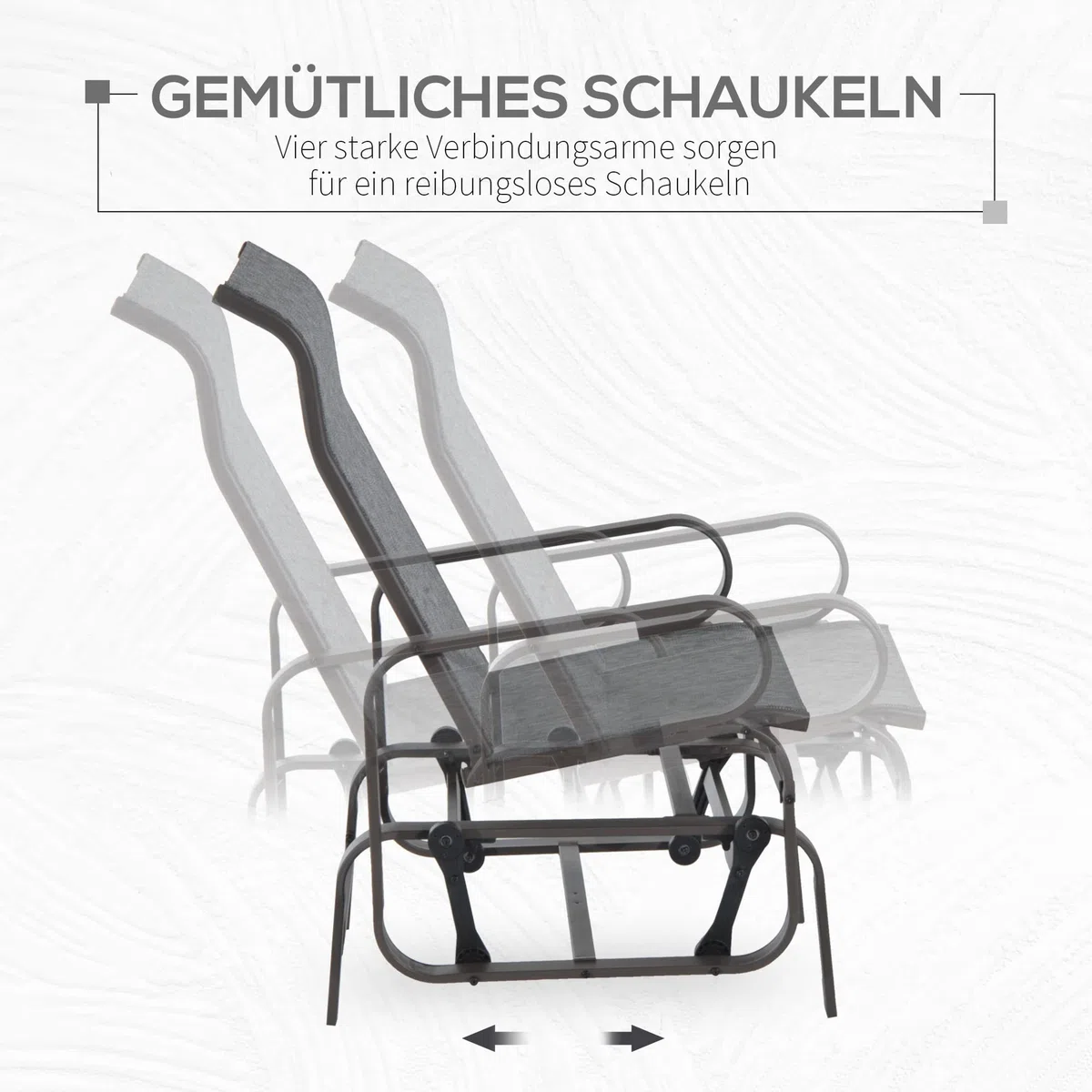 Outsunny Schaukelstuhl Garten Gartenstuhl Relaxstuhl Gartenschaukel Garten Metall Schaukel Stuhl für Garten Terrasse Balkon Texteline Grau+Braun 60 x 78 x 105 cm