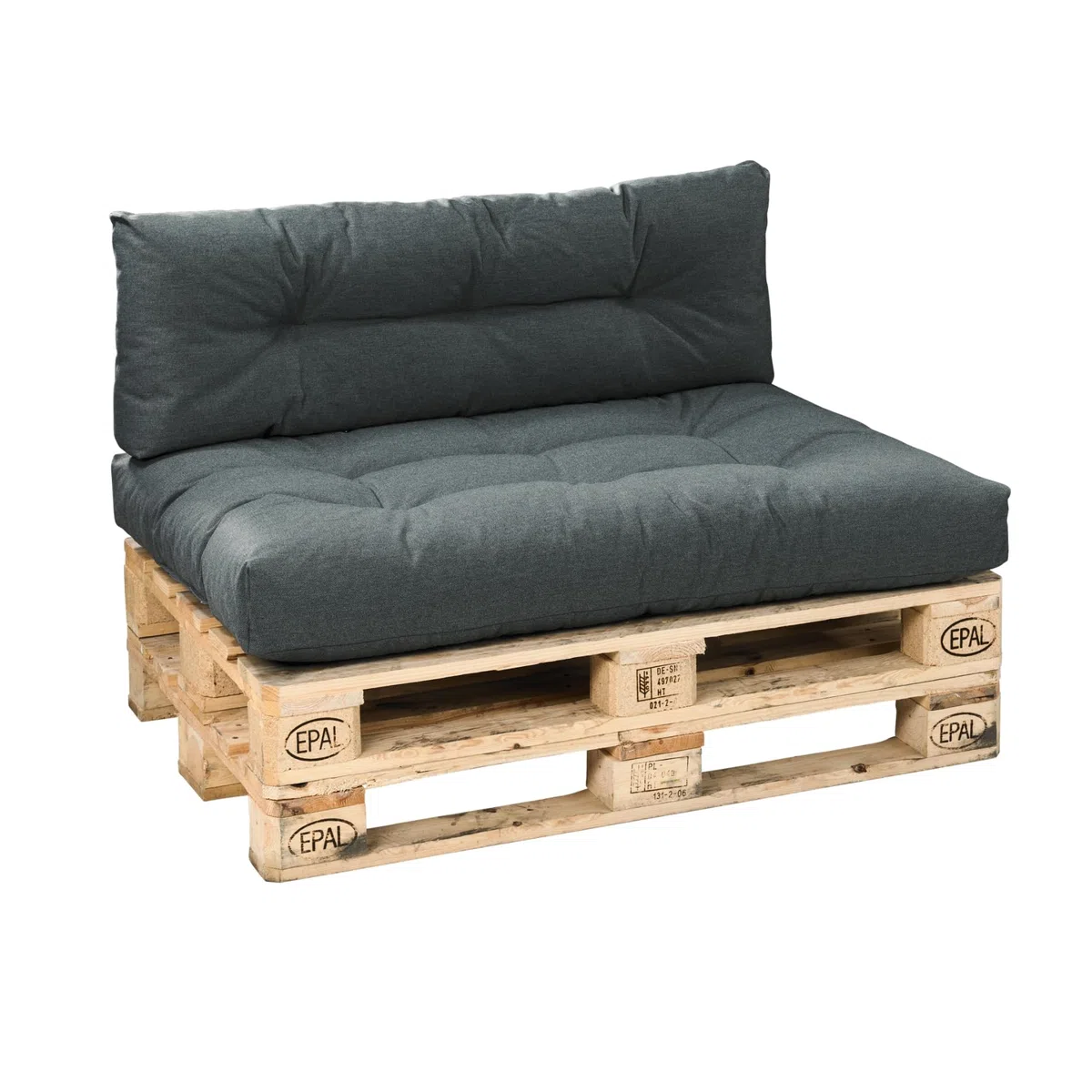 Bodyprotect Palettenkissen 2-teilig Set, Sitzkissen 120x80x12 cm & Rückenlehne 120x40 cm, Kissen Indoor & Outdoor aus hochwertigem Möbelstoff, Loungekissen für Gartenmöbel & Paletten, Dunkelgrau