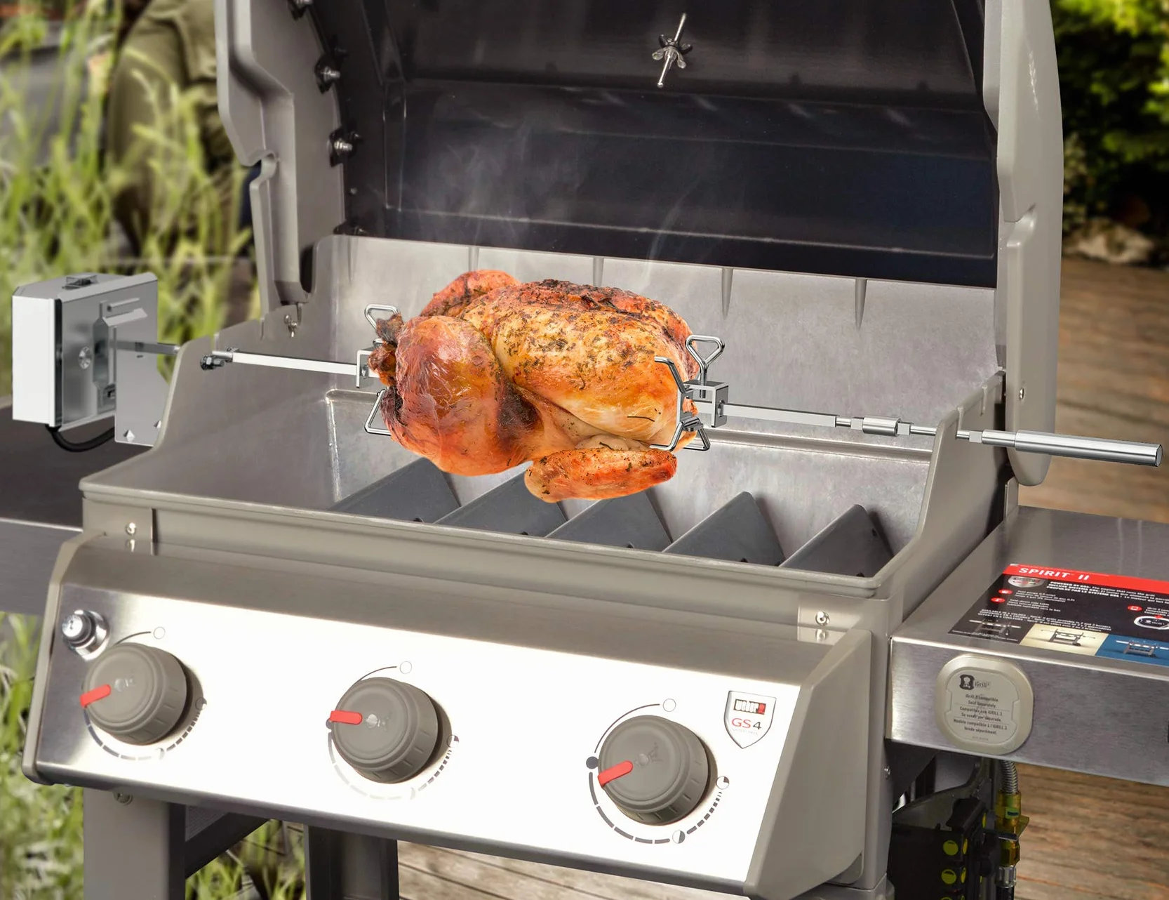 Onlyfire BRK-6045 Edelstahl Grillspieß, Set passt für Weber Spirit 200/300 & Spirit II Serie 200/300 Gasgrills