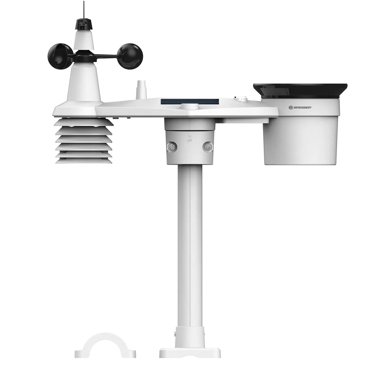 Bresser Wetterstation Funk mit Außensensor - WLAN-Wettercenter Profi-WSC mit 7-in-1-Sensor inkl. batterieunterstützendem Solarpanel, Wind- und Regenmesser, schwarz