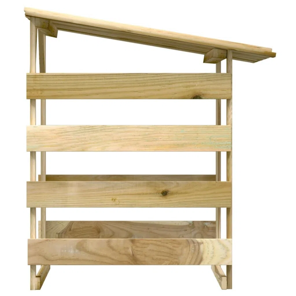 vidaXL 3X Kiefernholz Imprägniert Pergola mit Dach Unterstand Überdachung Kaminholzregal Brennholzregal Feuerholzregal Garten 100x90x100cm