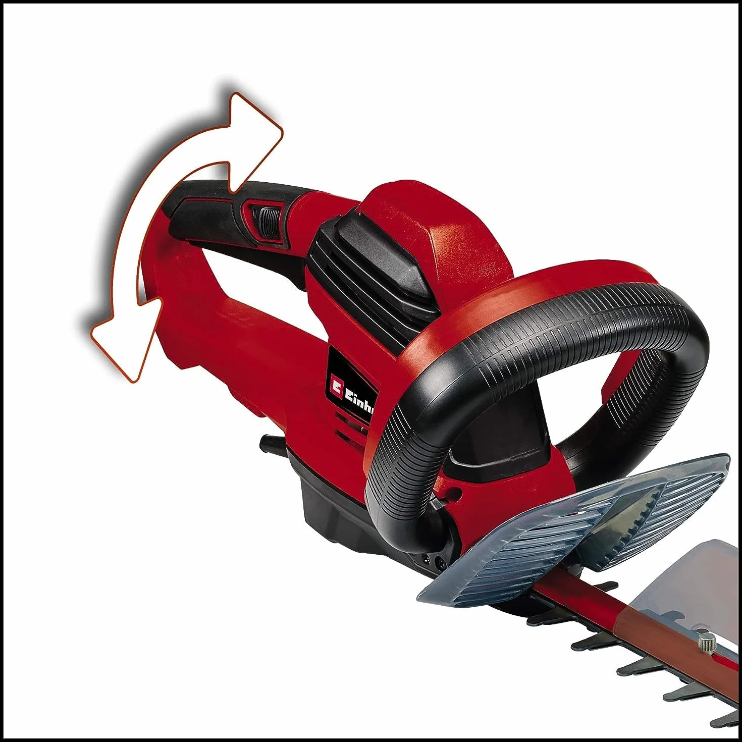 Einhell Elektro-Heckenschere GE-EH 7067 (700 W, Messer aus lasergeschnittenem u. diamantgeschliffenem Stahl, Metallgetriebe, Stoßschutz, inkl. Köcher)