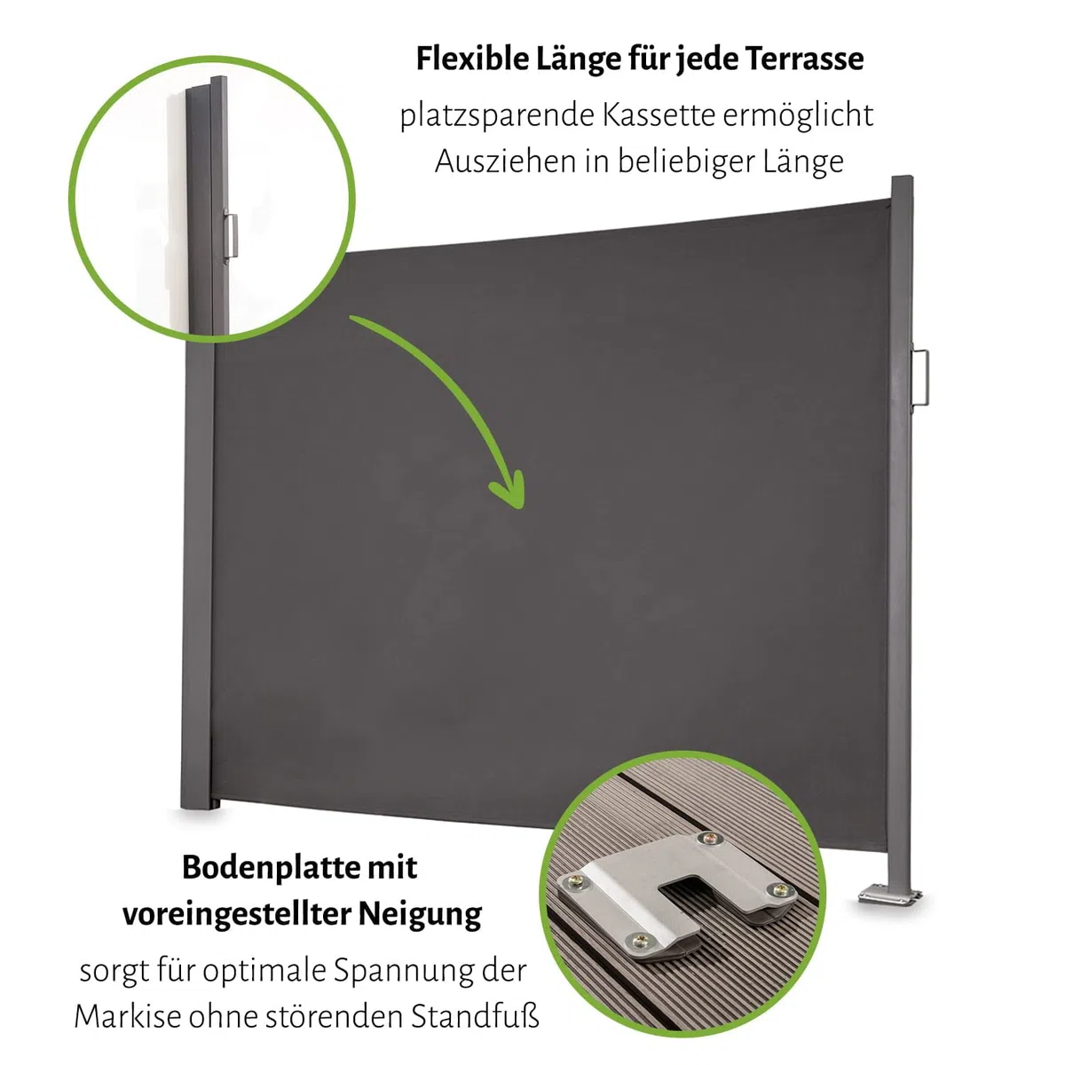 empasa Seitenmarkise 'Slim' Sichtschutz Sonnenschutz Windschutz, Farbe:anthrazit, Größe:160 x 300