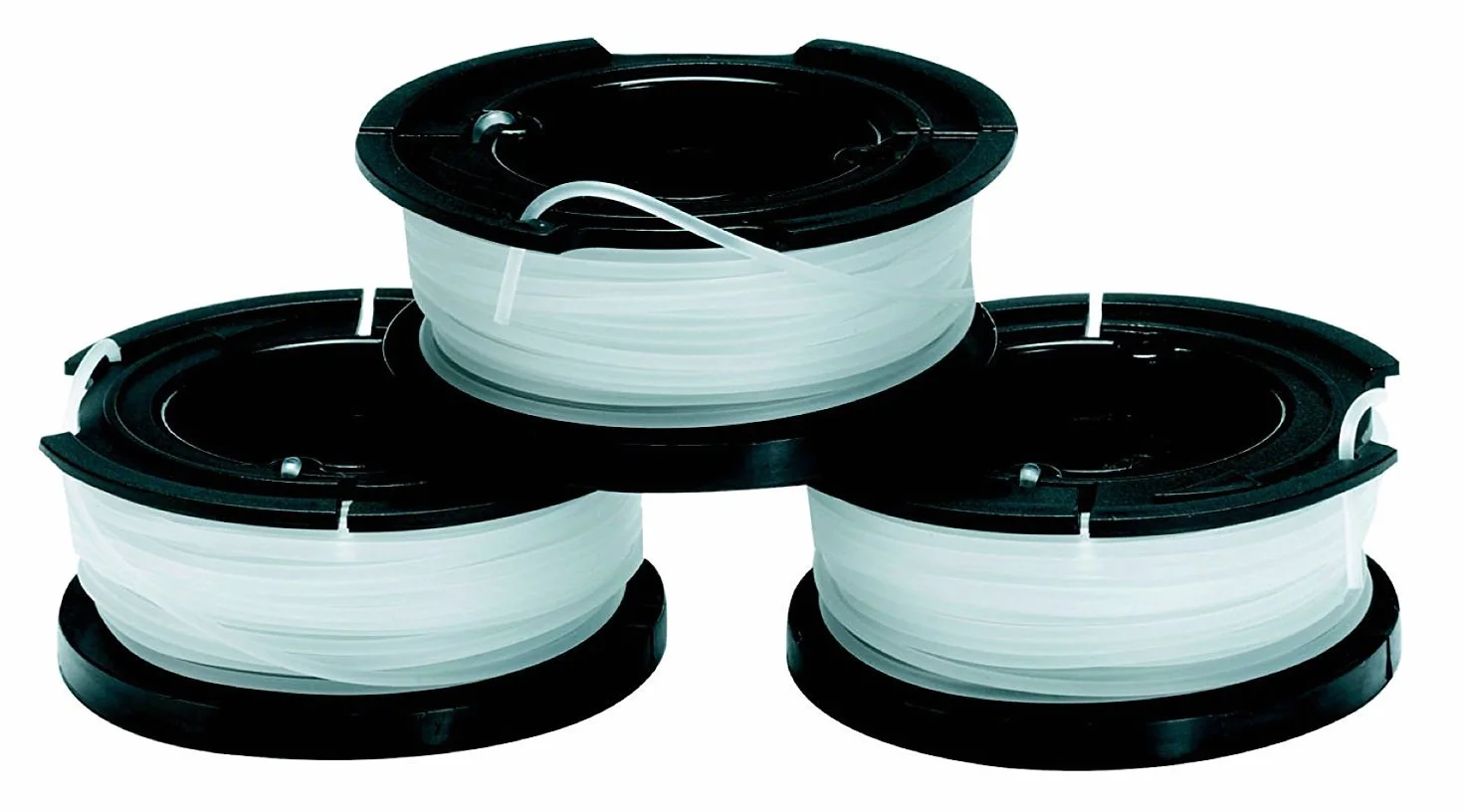 Black+Decker Akku-Rasentrimmer (Powercommand EasyFeed, 18V 4,0Ah, inkl. Akku und Ladegerät, 30 cm Schnittbreite, für größere Flächen) + Fadenspulen (für Trimmer 3er Pack- 3 x 10 m Länge)