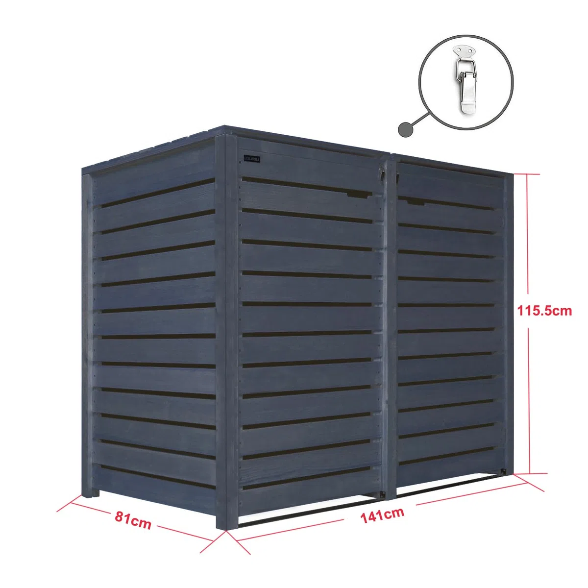 Mülltonnenbox Heide Mülltonnenverkleidung Mülltonnecontainer Holz imprägniert in anthrazit 120L - 240L vormontiert (2 Tonnen)