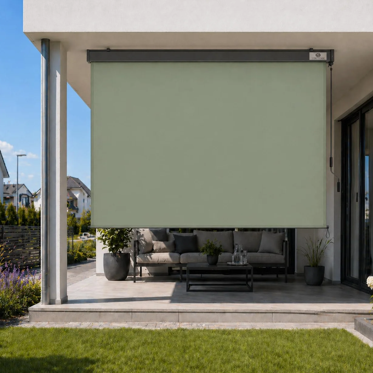 Ausziehbare Senkrechtmarkise Vertikalmarkise 160 x 250 cm - Markise mit Kurbel für Terrasse und Balkon Schutz vor Sonne Wind - Beschattung Sichtschutz Windschutz Wasserdicht - Matcha Grün