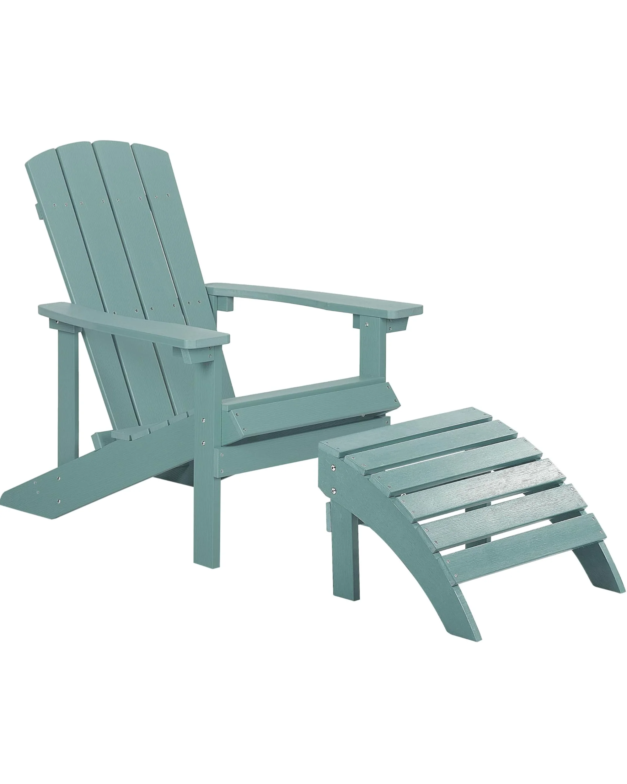 Beliani Moderner Muskoka Gartenstuhl Kunstholz Türkis mit Hocker Armlehnen Adirondack